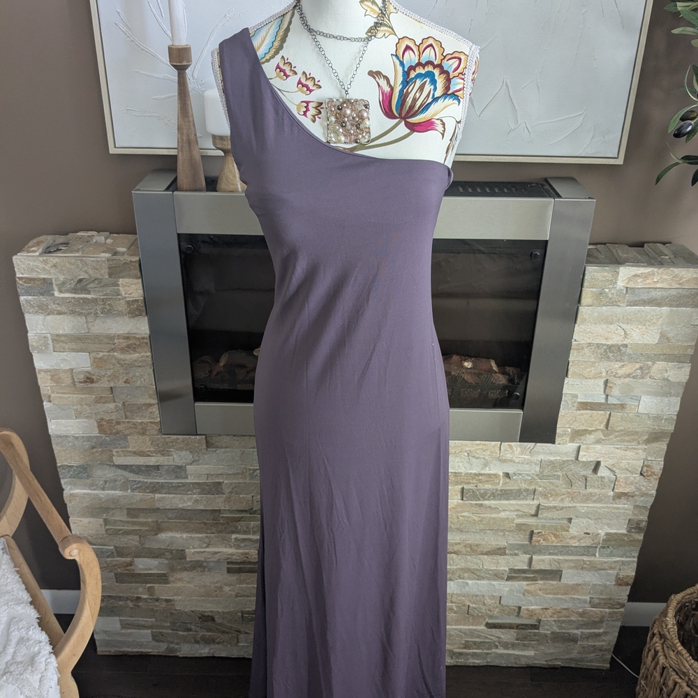 H&M One-Shoulder Plum Maxi Dress